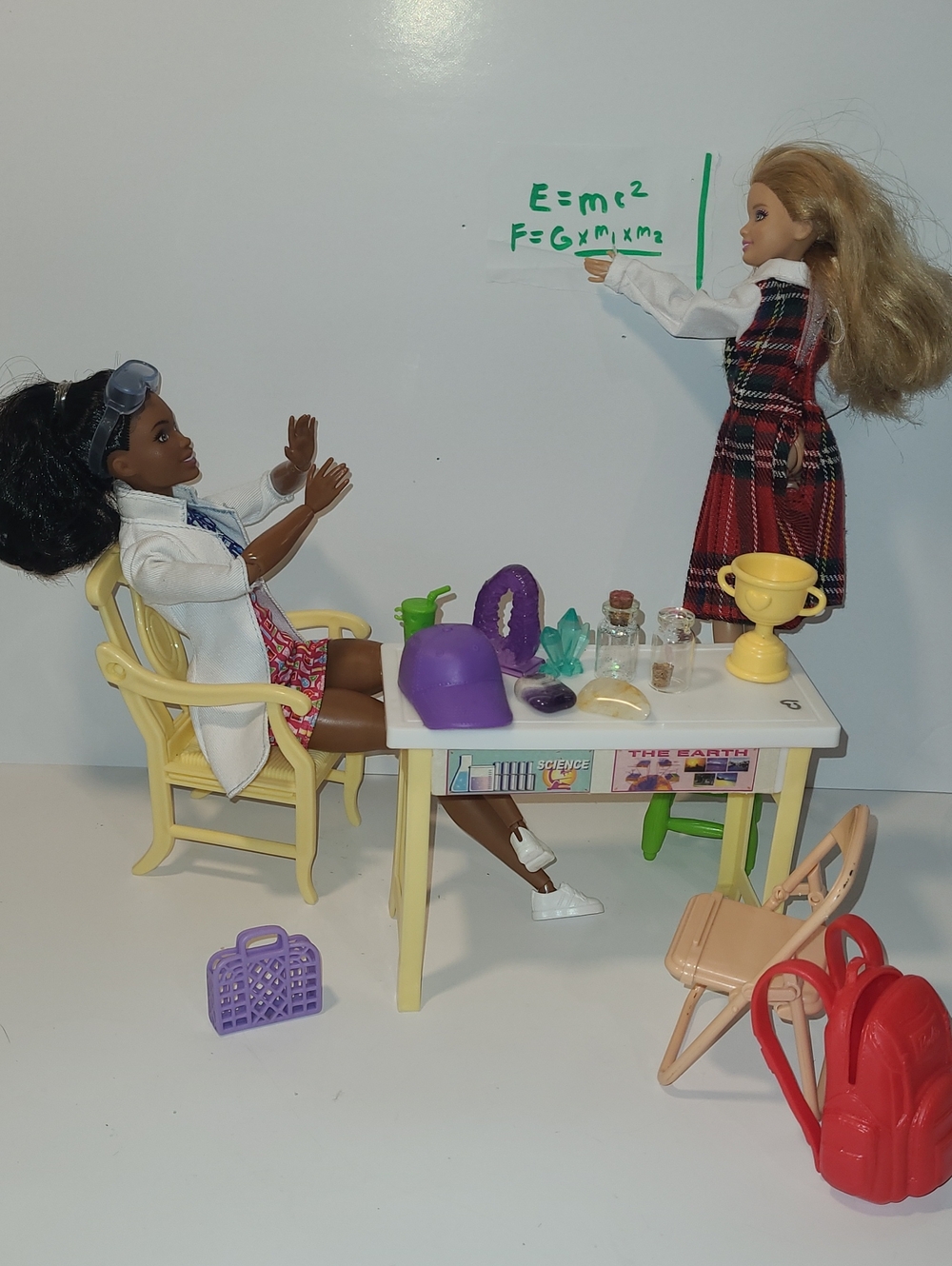 Barbie Science Classroom Playset with Red Backpack and Purple Accessories